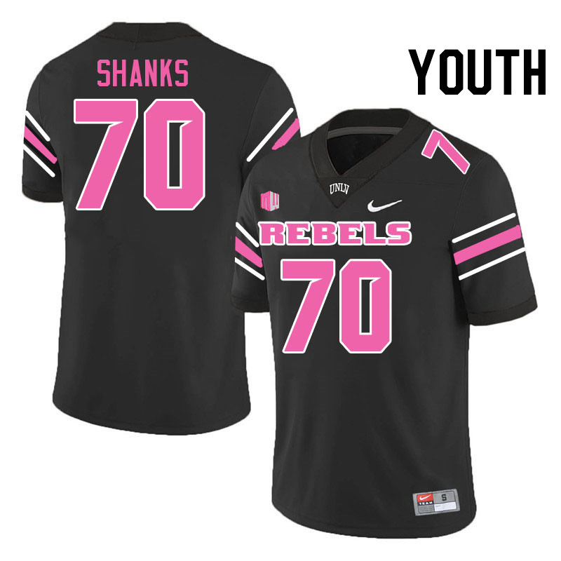 Youth #70 Tiger Shanks UNLV Rebels College Football Jerseys Stitched-Black